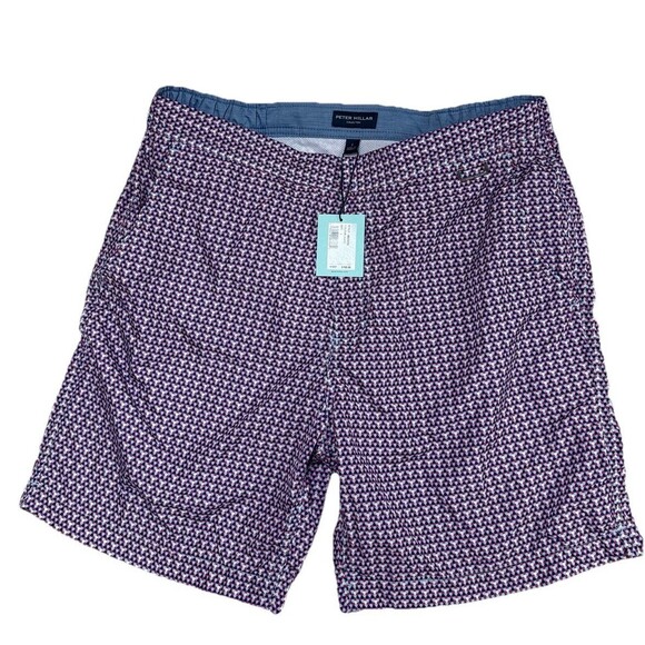 Peter Millar Mens Large  Seaside Agate Geometric Swim Trunks Lined L - Picture 1 of 8